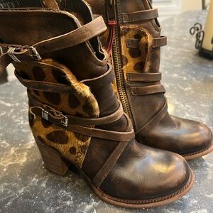Freebird Baker Brown Heeled Boots with Distinctive Straps